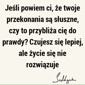 Jeśli powiem ci, że twoje przekonania są słuszne, czy to przybliża cię do prawdy? Czujesz się lepiej, ale życie się nie rozwią