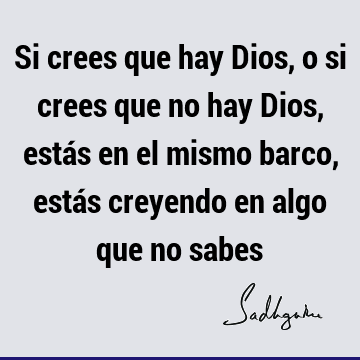 Si crees que hay Dios, o si crees que no hay Dios, estás en el mismo barco, estás creyendo en algo que no