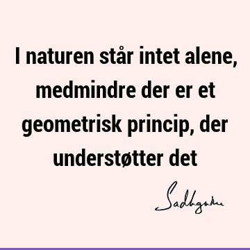 I naturen står intet alene, medmindre der er et geometrisk princip, der understøtter