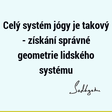 Celý systém jógy je takový - získání správné geometrie lidského systé