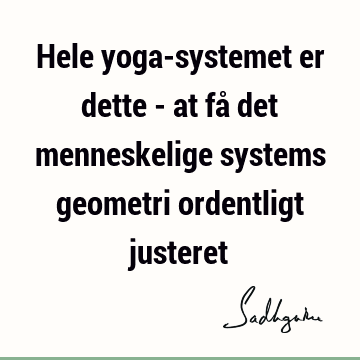 Hele yoga-systemet er dette - at få det menneskelige systems geometri ordentligt