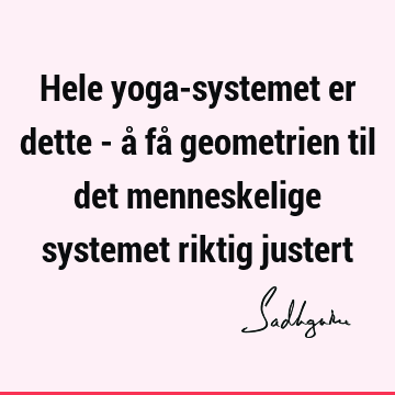 Hele yoga-systemet er dette - å få geometrien til det menneskelige systemet riktig