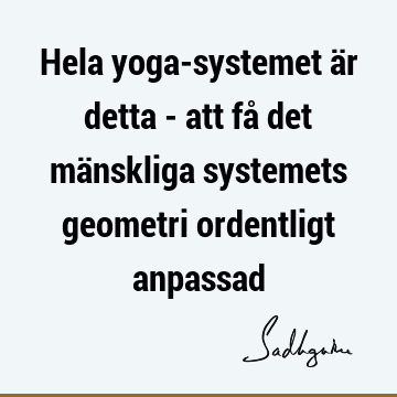 Hela yoga-systemet är detta - att få det mänskliga systemets geometri ordentligt