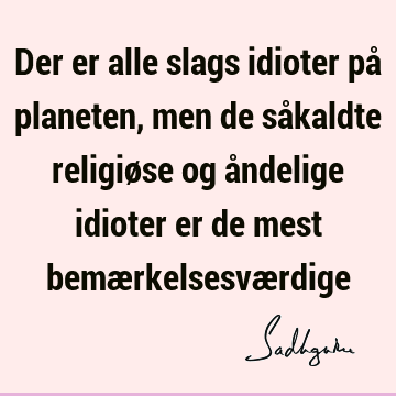 Der er alle slags idioter på planeten, men de såkaldte religiøse og åndelige idioter er de mest bemærkelsesvæ