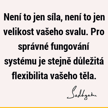 Není to jen síla, není to jen velikost vašeho svalu. Pro správné fungování systému je stejně důležitá flexibilita vašeho tě