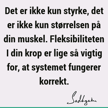 Det er ikke kun styrke, det er ikke kun størrelsen på din muskel. Fleksibiliteten i din krop er lige så vigtig for, at systemet fungerer