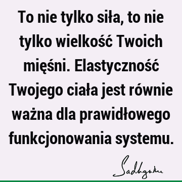 To nie tylko siła, to nie tylko wielkość Twoich mięśni. Elastyczność Twojego ciała jest równie ważna dla prawidłowego funkcjonowania