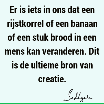 Er is iets in ons dat een rijstkorrel of een banaan of een stuk brood in een mens kan veranderen. Dit is de ultieme bron van