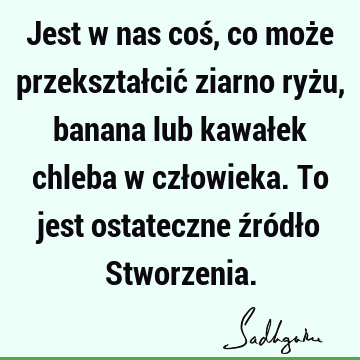 Jest w nas coś, co może przekształcić ziarno ryżu, banana lub kawałek chleba w człowieka. To jest ostateczne źródło S