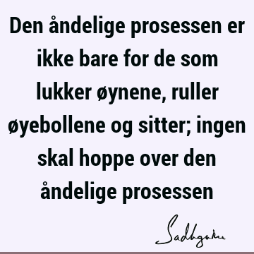 Den åndelige prosessen er ikke bare for de som lukker øynene, ruller øyebollene og sitter; ingen skal hoppe over den åndelige