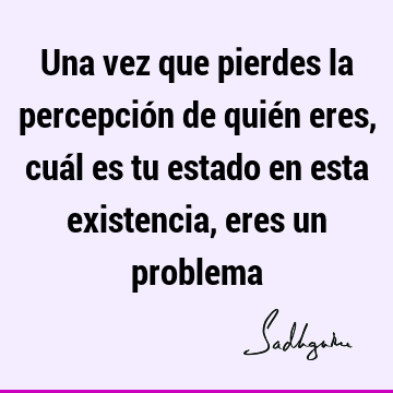 Una vez que pierdes la percepción de quién eres, cuál es tu estado en esta existencia, eres un