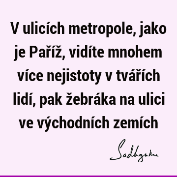 V ulicích metropole, jako je Paříž, vidíte mnohem více nejistoty v tvářích lidí, pak žebráka na ulici ve východních zemí