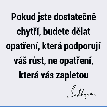 Pokud jste dostatečně chytří, budete dělat opatření, která podporují váš růst, ne opatření, která vás