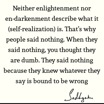 Neither enlightenment nor en-darkenment describe what it (self ...
