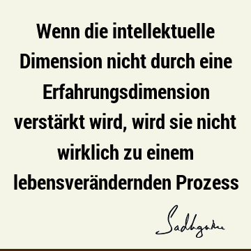 Wenn die intellektuelle Dimension nicht durch eine Erfahrungsdimension verstärkt wird, wird sie nicht wirklich zu einem lebensverändernden P