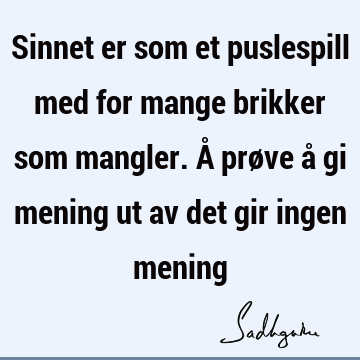 Sinnet er som et puslespill med for mange brikker som mangler. Å prøve å gi mening ut av det gir ingen