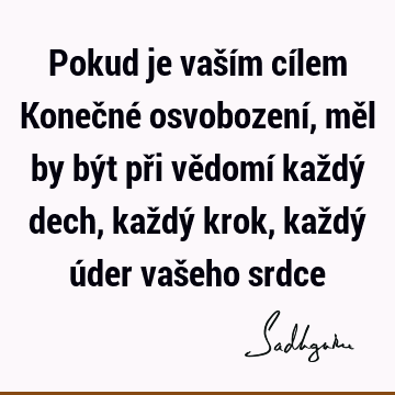 Pokud je vaším cílem Konečné osvobození, měl by být při vědomí každý dech, každý krok, každý úder vašeho