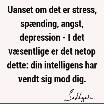 Uanset om det er stress, spænding, angst, depression - i det væsentlige er det netop dette: din intelligens har vendt sig mod