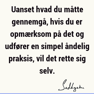 Uanset hvad du måtte gennemgå, hvis du er opmærksom på det og udfører en simpel åndelig praksis, vil det rette sig