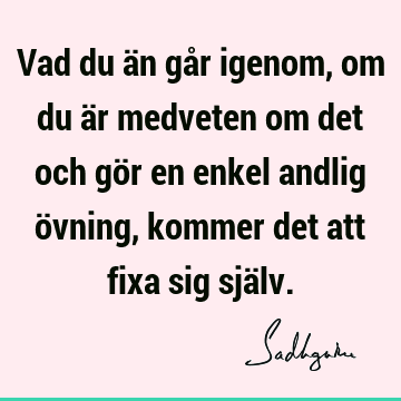 Vad du än går igenom, om du är medveten om det och gör en enkel andlig övning, kommer det att fixa sig sjä