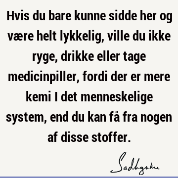 Hvis du bare kunne sidde her og være helt lykkelig, ville du ikke ryge, drikke eller tage medicinpiller, fordi der er mere kemi i det menneskelige system, end