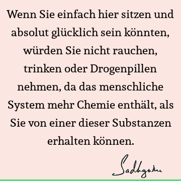 Wenn Sie einfach hier sitzen und absolut glücklich sein könnten, würden Sie nicht rauchen, trinken oder Drogenpillen nehmen, da das menschliche System mehr C