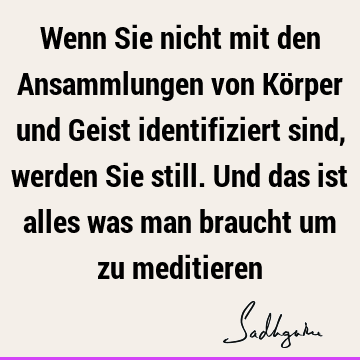 Wenn Sie nicht mit den Ansammlungen von Körper und Geist identifiziert sind, werden Sie still. Und das ist alles was man braucht um zu