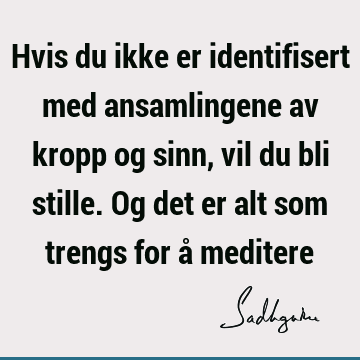 Hvis du ikke er identifisert med ansamlingene av kropp og sinn, vil du bli stille. Og det er alt som trengs for å