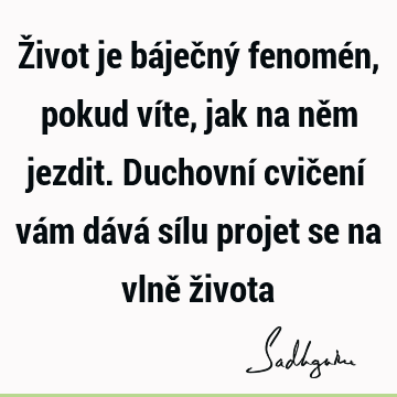 Život je báječný fenomén, pokud víte, jak na něm jezdit. Duchovní cvičení vám dává sílu projet se na vlně ž