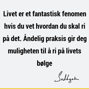 Livet er et fantastisk fenomen hvis du vet hvordan du skal ri på det. Åndelig praksis gir deg muligheten til å ri på livets bø