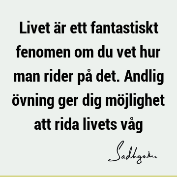 Livet är ett fantastiskt fenomen om du vet hur man rider på det. Andlig övning ger dig möjlighet att rida livets vå