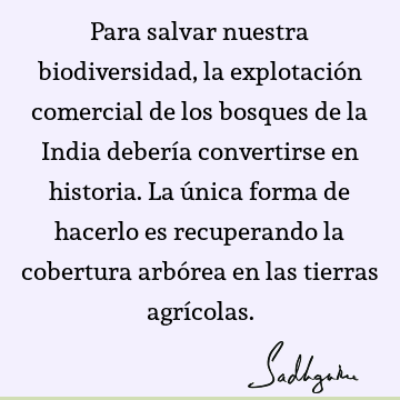 Para salvar nuestra biodiversidad, la explotación comercial de los bosques de la India debería convertirse en historia. La única forma de hacerlo es