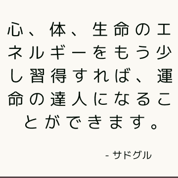 心、体、生命のエネルギーをもう少し習得すれば、運命の達人になることができます。