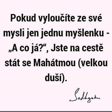 Pokud vyloučíte ze své mysli jen jednu myšlenku - „A co já?“, Jste na cestě stát se Mahátmou (velkou duší)