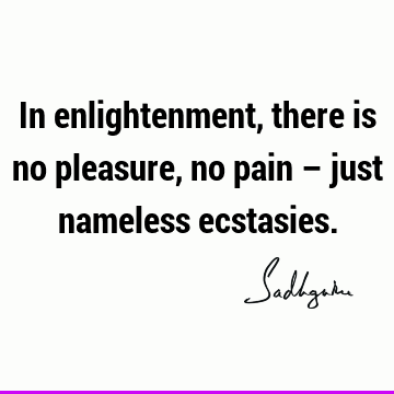 In enlightenment, there is no pleasure, no pain – just nameless