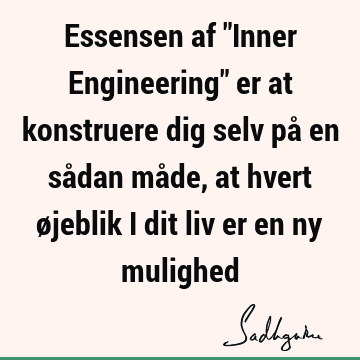 Essensen af "Inner Engineering" er at konstruere dig selv på en sådan måde, at hvert øjeblik i dit liv er en ny