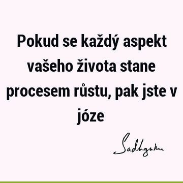 Pokud se každý aspekt vašeho života stane procesem růstu, pak jste v jó