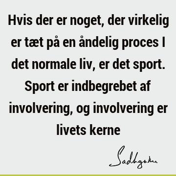 Hvis der er noget, der virkelig er tæt på en åndelig proces i det normale liv, er det sport. Sport er indbegrebet af involvering, og involvering er livets