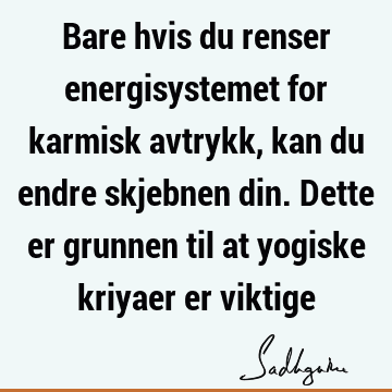 Bare hvis du renser energisystemet for karmisk avtrykk, kan du endre skjebnen din. Dette er grunnen til at yogiske kriyaer er