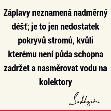 Záplavy neznamená nadměrný déšť; je to jen nedostatek pokryvů stromů, kvůli kterému není půda schopna zadržet a nasměrovat vodu na