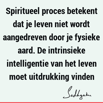 Spiritueel proces betekent dat je leven niet wordt aangedreven door je fysieke aard. De intrinsieke intelligentie van het leven moet uitdrukking