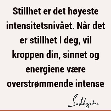 Stillhet er det høyeste intensitetsnivået. Når det er stillhet i deg, vil kroppen din, sinnet og energiene være overstrømmende