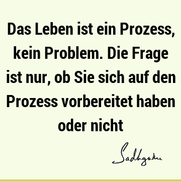 Das Leben ist ein Prozess, kein Problem. Die Frage ist nur, ob Sie sich auf den Prozess vorbereitet haben oder