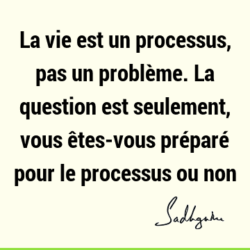 La vie est un processus, pas un problème. La question est seulement, vous êtes-vous préparé pour le processus ou