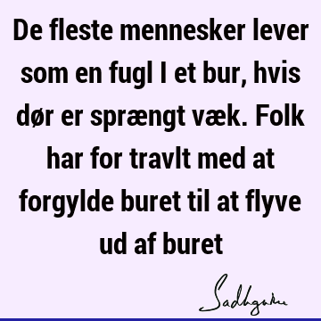 De fleste mennesker lever som en fugl i et bur, hvis dør er sprængt væk. Folk har for travlt med at forgylde buret til at flyve ud af