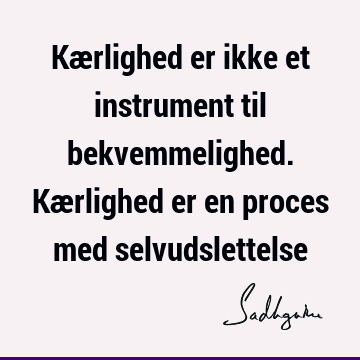 Kærlighed er ikke et instrument til bekvemmelighed. Kærlighed er en proces med