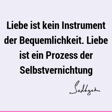 Liebe ist kein Instrument der Bequemlichkeit. Liebe ist ein Prozess der S