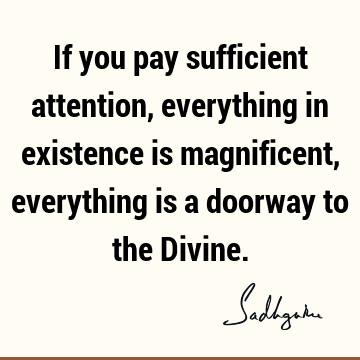 If you pay sufficient attention, everything in existence is magnificent, everything is a doorway to the D
