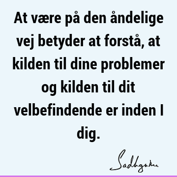 At være på den åndelige vej betyder at forstå, at kilden til dine problemer og kilden til dit velbefindende er inden i