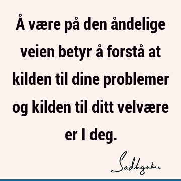 Å være på den åndelige veien betyr å forstå at kilden til dine problemer og kilden til ditt velvære er i